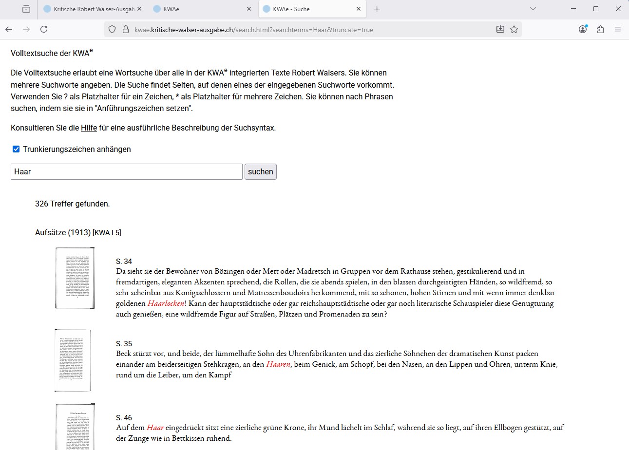 Suchmaske in der KWAe