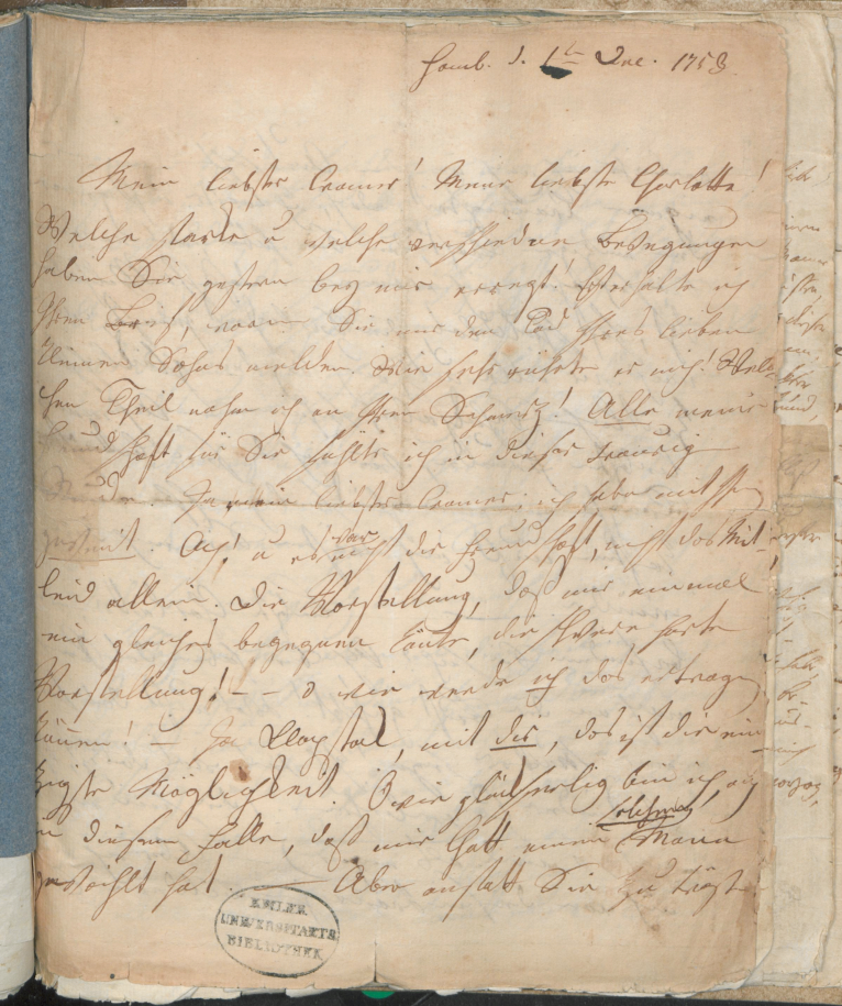 Handwriting Margareta Klopstock