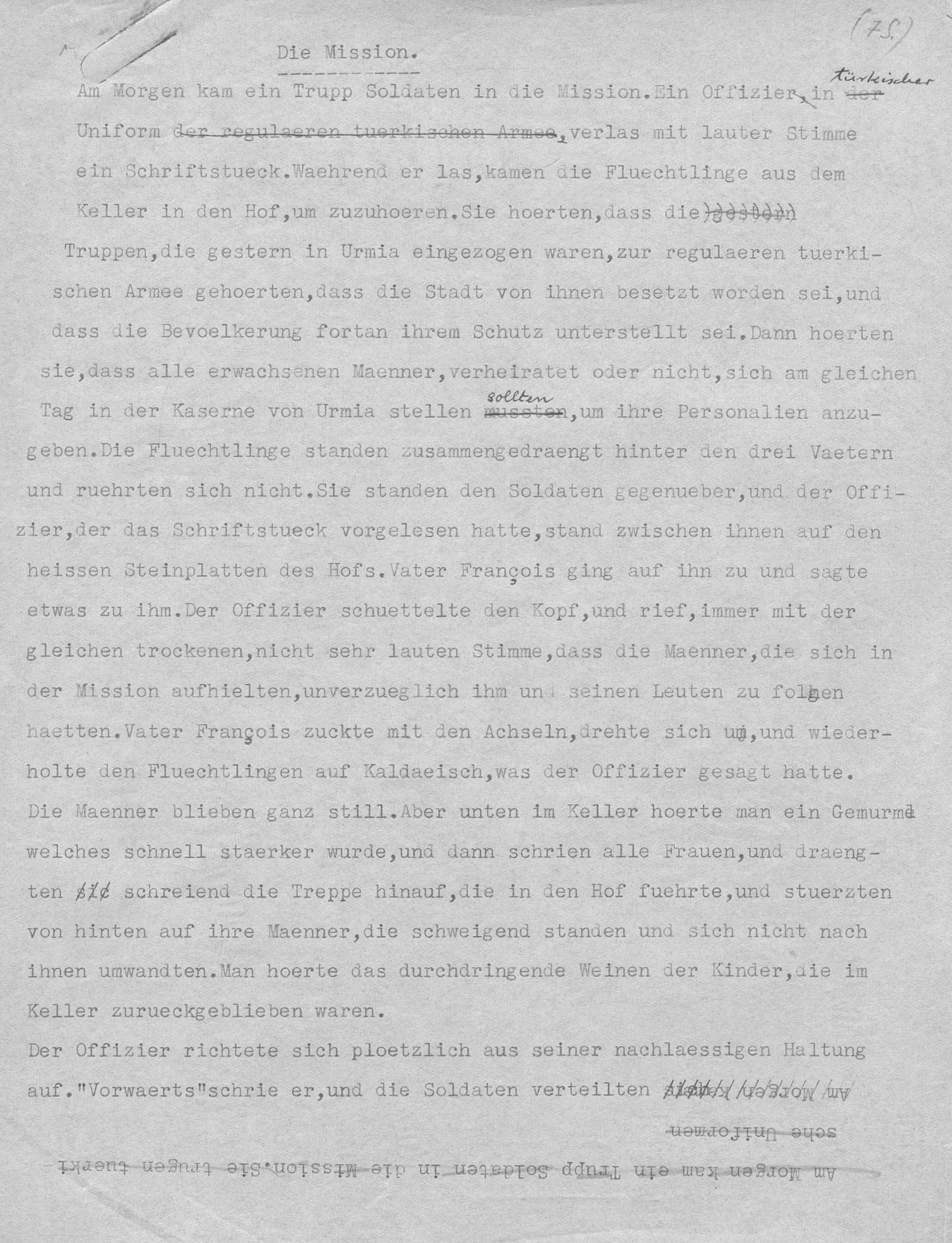 Die Mission (ca. August 1935), Schweizerisches Literaturarchiv, Nachlass Annemarie Schwarzenbach A-1/047.
